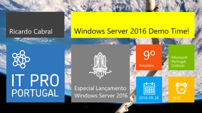2016-10-01 'Windows Server 2016 Demo Time' slide image
